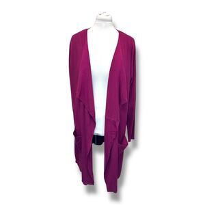 Cato Women’s Long Sleeve Waterfall Open Front Cardigan, Cranberry, size 22/24W